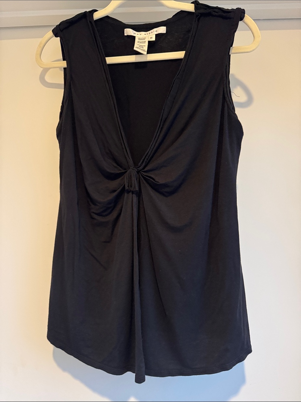 Max Studio Black Knot-Front Sleeveless Camisole